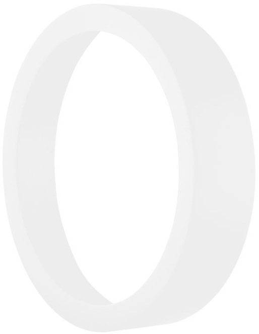 A white, round 3D ring against a neutral background.