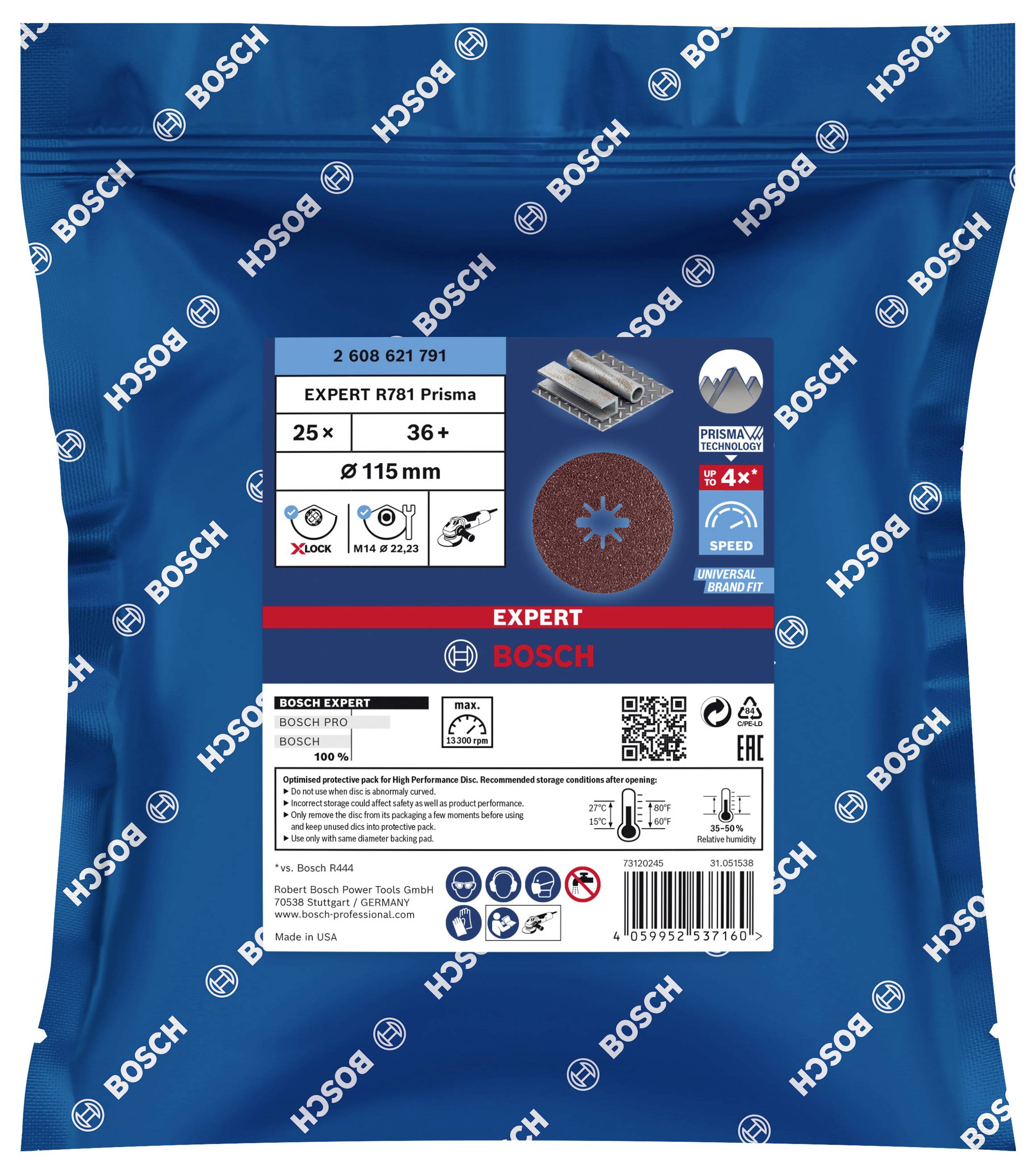 Disc packaging for angle grinder: Contains 25 grinding discs with 115 mm diameter, suitable for metal, Expert series.