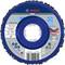 Bosch grinding disc, 115 mm diameter, suitable for various materials. Includes safety and compatibility symbols.