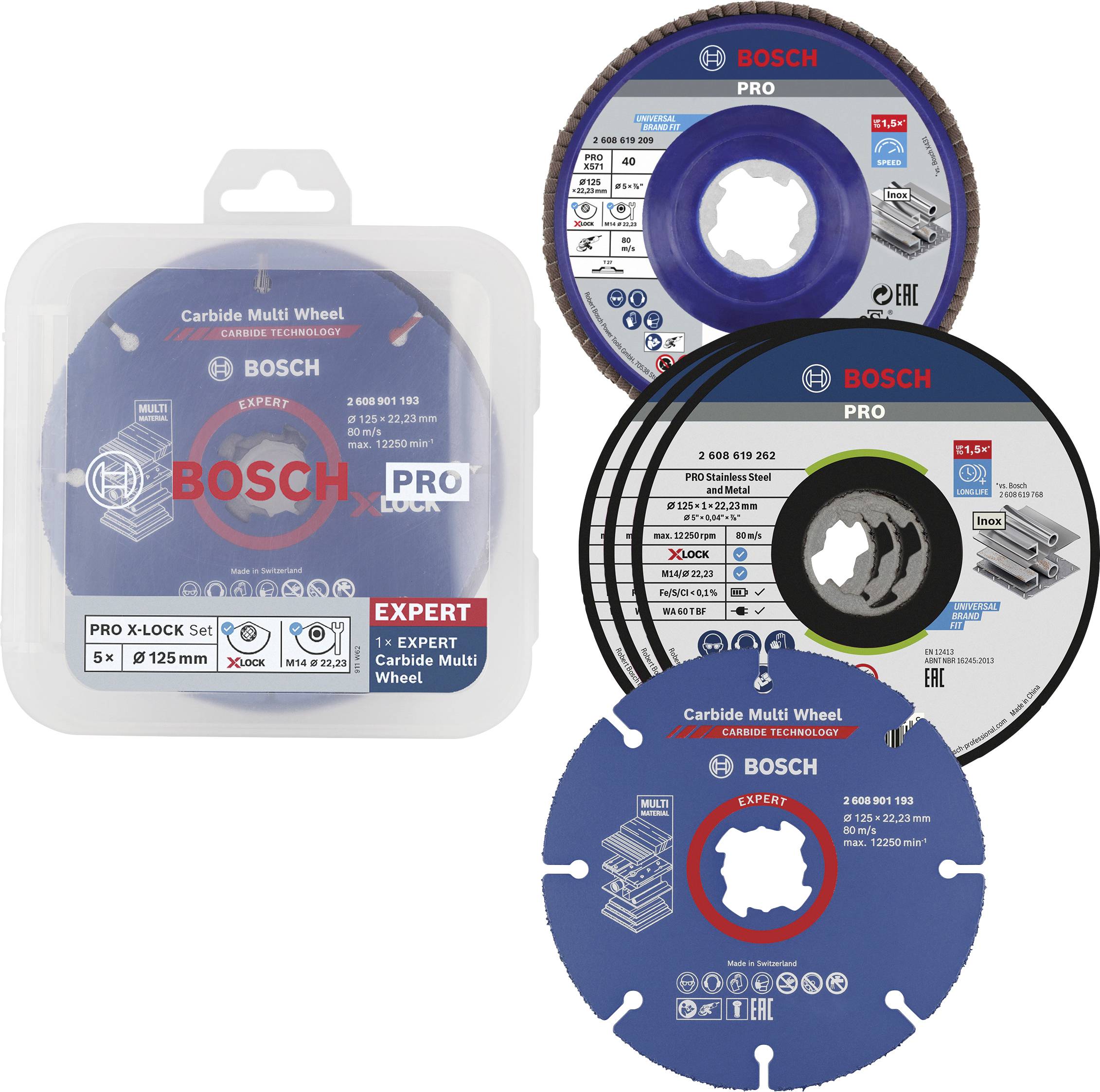 Bosch Accessories 2608619374 Flap disc Diameter 125 mm Bore diameter 22.23 mm Wood, Softwood, Hardwood, Metal, Cast iron, Steel 5 pc(s)