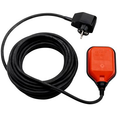 Black extension cord with plug and orange inline switch on a white background.