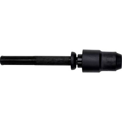 Black rifle flash suppressor muzzle device with slotted prongs and cylindrical body on a white background