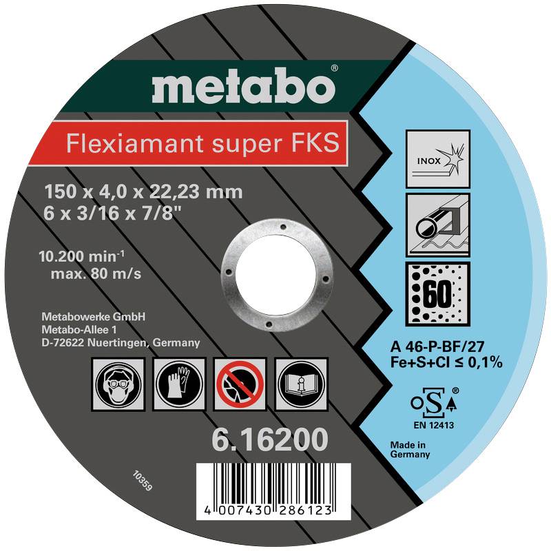 Metabo 616200000 Grinding disc (off-set) Bore diameter 22.23 mm 10 pc(s)