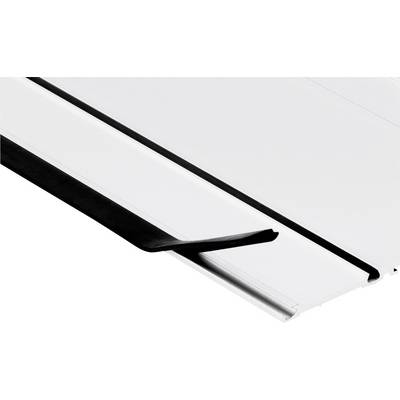 Close-up of a black-and-silver metal window blind or louvers, showing the angled slats and edge detail.<br>