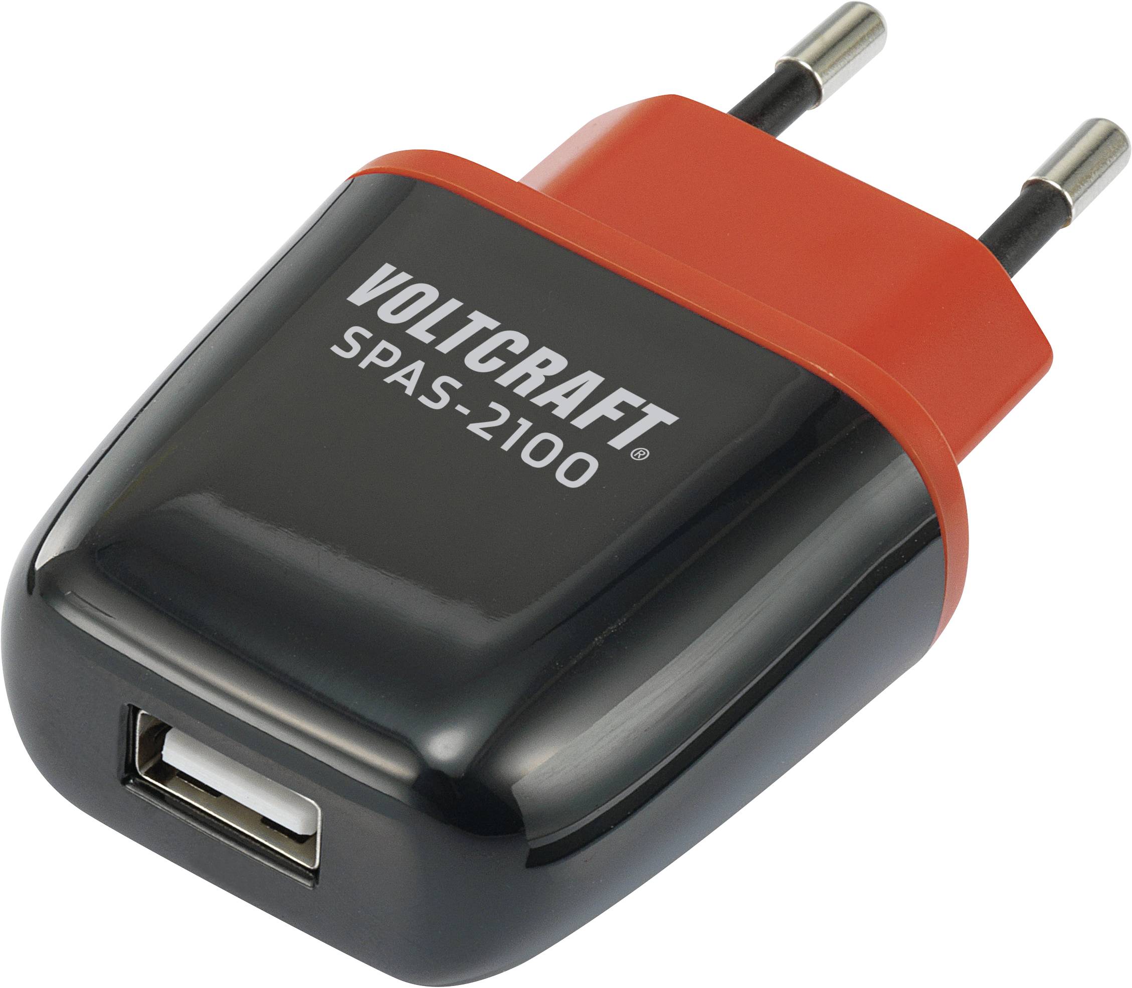 VOLTCRAFT SPAS-2100 USB charger 10.5 W 1x USB-A Black, Red Indoors Auto-Detect