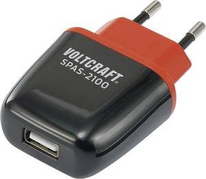 VOLTCRAFT SPAS-2100 USB charger 10.5 W 1x USB-A  Black, Red Indoors Auto-Detect