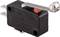 A black microswitch with a metal lever and red switch, marked with electrical specifications.
