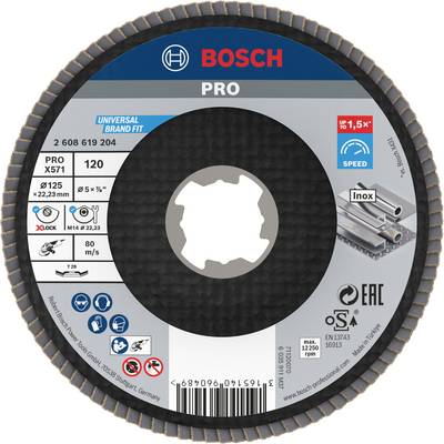 Bosch grinding disc, PRO model for stainless steel, 125 mm diameter, 120 grit, suitable for high speed and X-LOCK.