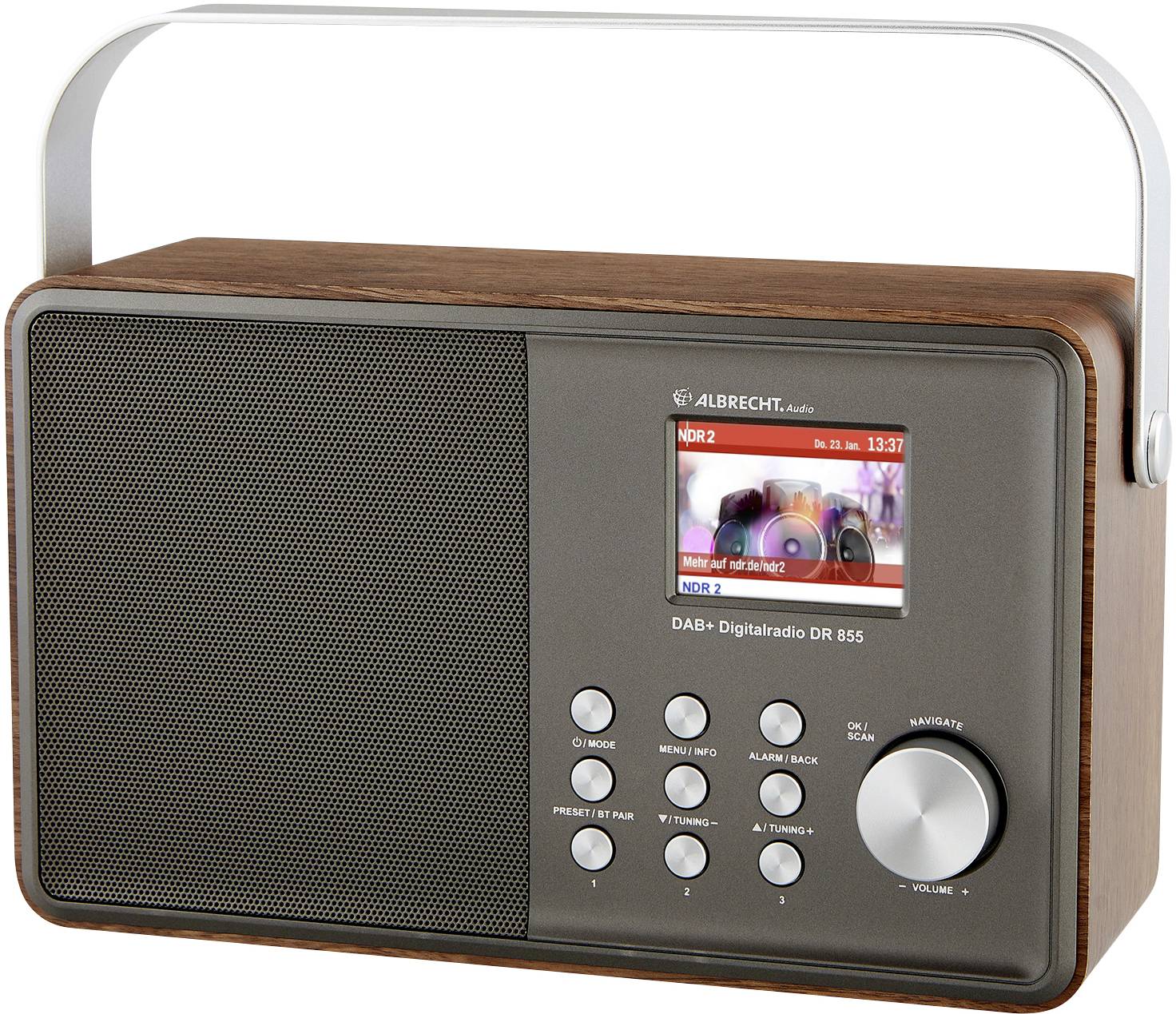 Albrecht DR 855 DAB+/UKW/Bluetooth Desk radio DAB+, FM DAB+, FM Silver, Wood