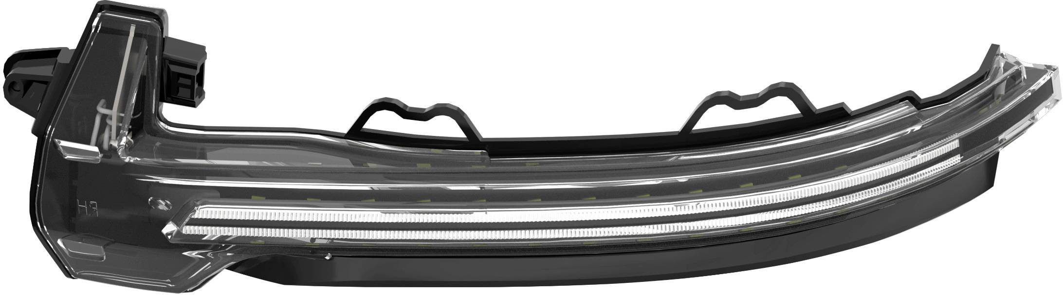 A black, curved LED strip in an enclosure, likely used for a vehicle rear light or indicator.