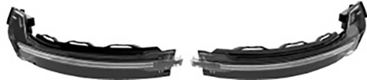 Two black automotive parts, presumably bumpers, side by side on a white background.