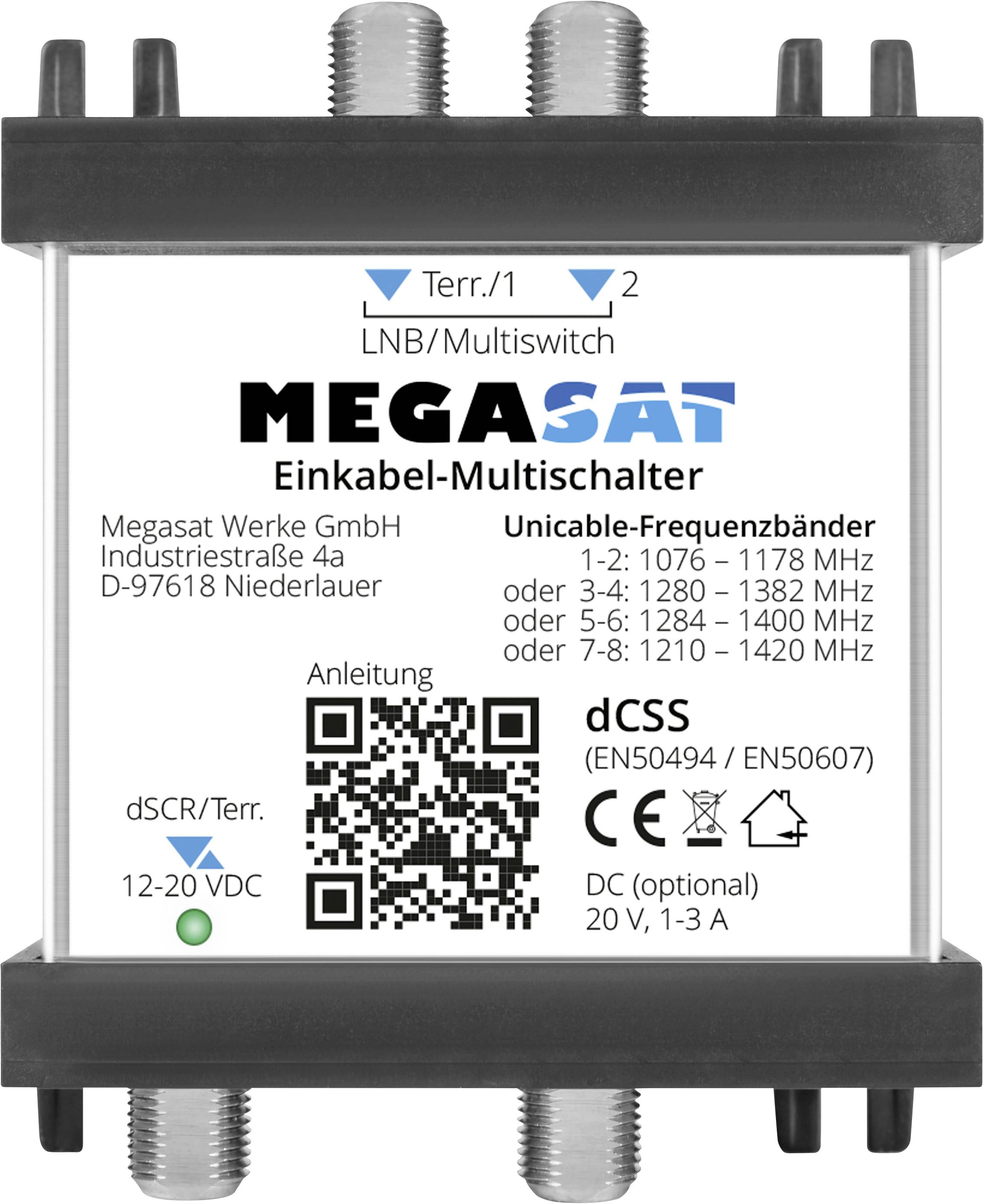 MegaSat 0600211 SAT multiswitch Inputs (multiswitches): 3 (3 SAT/0 terrestrial) No. of participants: 2 Quad LNB compatible