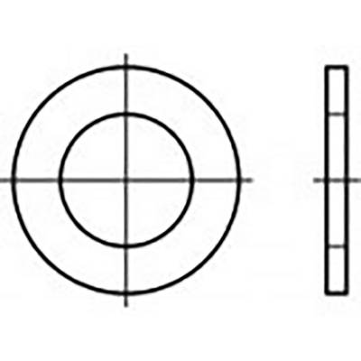 Technical drawing shows two concentric circles with horizontal and vertical axes; side view depicted on the right.