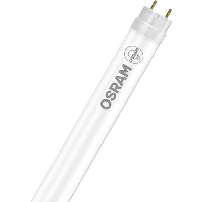 Fluorescent tube with 'OSRAM' printed on it, two metal pins at one end for electrical connection.
