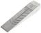 A metal wedge with a non-slip surface and logo on the top side, potentially for DIY or hardware work.