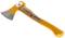 A yellow axe with a wooden handle, brand name 'OCHSENKOPF' on the handle, suitable for forestry and gardening work.