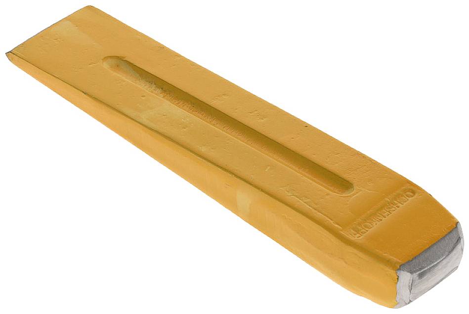 An orange-grey forestry wedge, used for felling trees and safe timber processing.