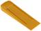 An orange plastic wedge with a ribbed surface, primarily used as a door stop or for similar purposes.