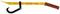 A yellow forestry lever with a handle and black hook. Device for lifting and moving timber logs in forestry.