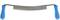 A drawknife with blue handles and a curved blade, used for peeling or smoothing wood.