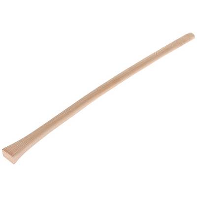 A wooden hammer handle lies diagonally on a white background.