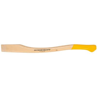 Wooden axe with a wooden handle and yellow handle end, marked with 'Ochsenkopf'.