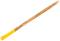 A long wooden stick with a yellow handle end, smooth and slender, on a white background.