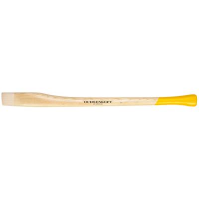 Wooden axe handle with a yellow end and the inscription 'Ochsenkopf'.