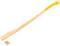 Wooden axe with a long, light wooden handle and yellow end. Rests on a white background.