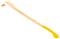 Garden tool made of wood with a yellow handle and protective cap, used for removing weeds between paving stones.