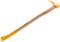 A wooden handle with a yellow button grip and a metal tip, likely a tool such as a pickaxe, for construction or gardening work.