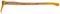 Wooden-handled tool with a metallic tip on the left side and a curved end, dipped in a yellow dye.