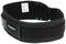 Black belt with green stitching and metal buckle, marked with 'Ox Head'. Manufactured in Finland.