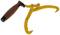 Wooden tongs with an ergonomic handle and yellow-painted metal claws, suitable for lifting and transporting logs.