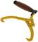 A wooden tongs with a yellow, curved claw hook and brown handle, suitable for gripping and lifting tree logs.
