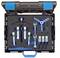 Tool case with various pullers, levers and accessories in pre-formed foam insert. Suitable for repair work.