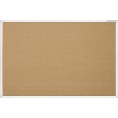 Cork notice board with a white frame, empty and ready for notes or announcements.