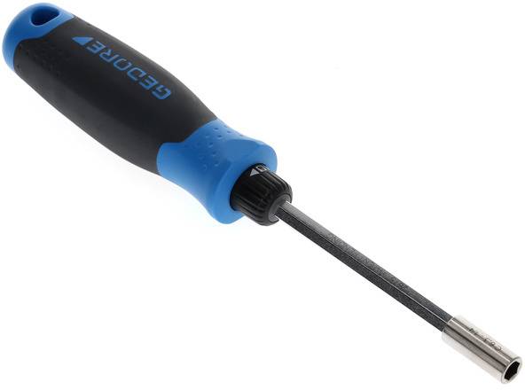 Screwdriver with a blue-black handle and metal blade.