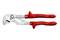 Red water pump pliers with adjustable metal head and robust handles, suitable for gripping and holding pipes and nuts.