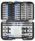 Toolkit with various screwdriver bits and extensions, organised by size and type in compartments.