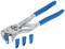 Adjustable pliers with blue handles and additional blue protective jaw covers. Suitable for gripping and holding objects.