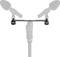 Two microphone mounts on a horizontal metal beam, mounted on a vertical stand, cut out against a white background.