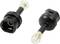 Two black fibre optic connectors with transparent tips and gold-coloured contacts, arranged diagonally.