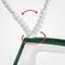 Iron with a flexible cable entry, red arrow indicates flexibility.