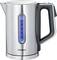 A silver electric kettle with a blue water level indicator, with a maximum capacity of 1.7 litres.