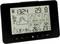 A digital weather station displays the time, date, indoor and outdoor temperature, as well as weather forecasts with symbols.