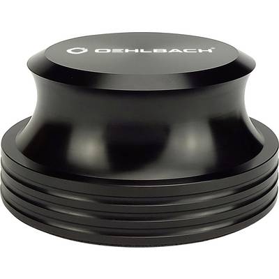 A black metal turntable weight stabiliser with the 'OEHLBACH' brand logo on top. Designed to optimise sound quality on record players.