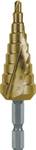 Step drill bit HSS-TiN, spiral-grooved with cross-grinding