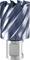 Silver, cylindrical milling cutter with spiral-shaped cutting edges for metalworking.