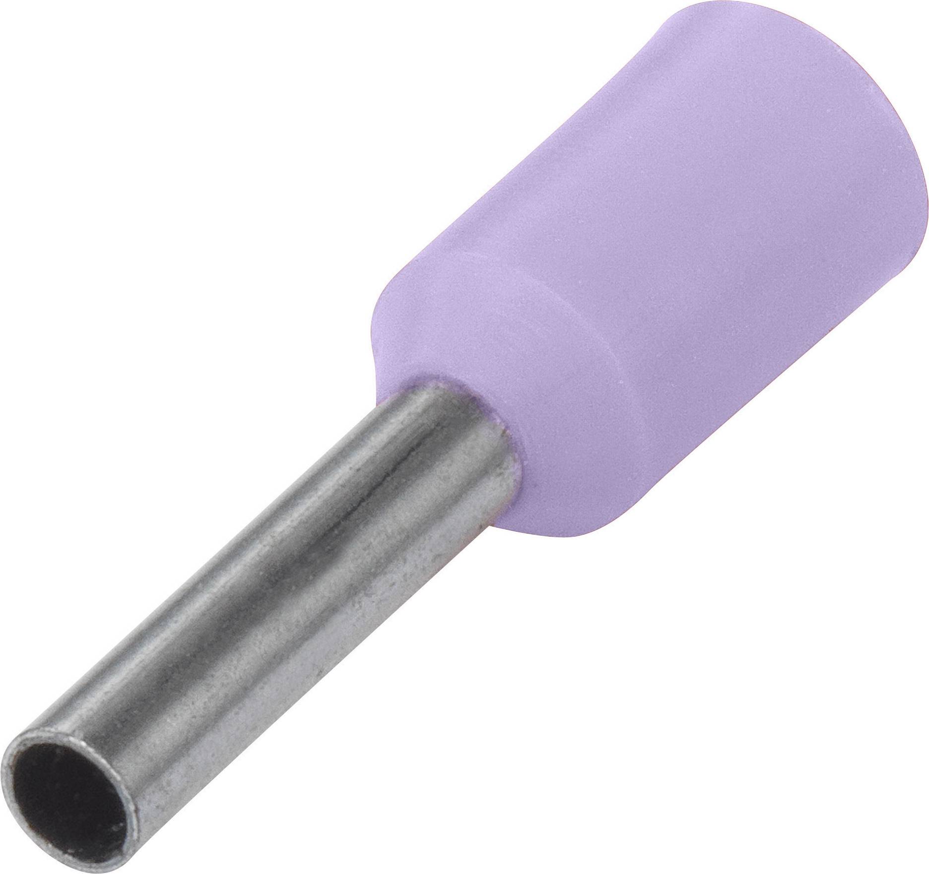 A purple cable connector with metal sleeve for securely joining electrical wires.